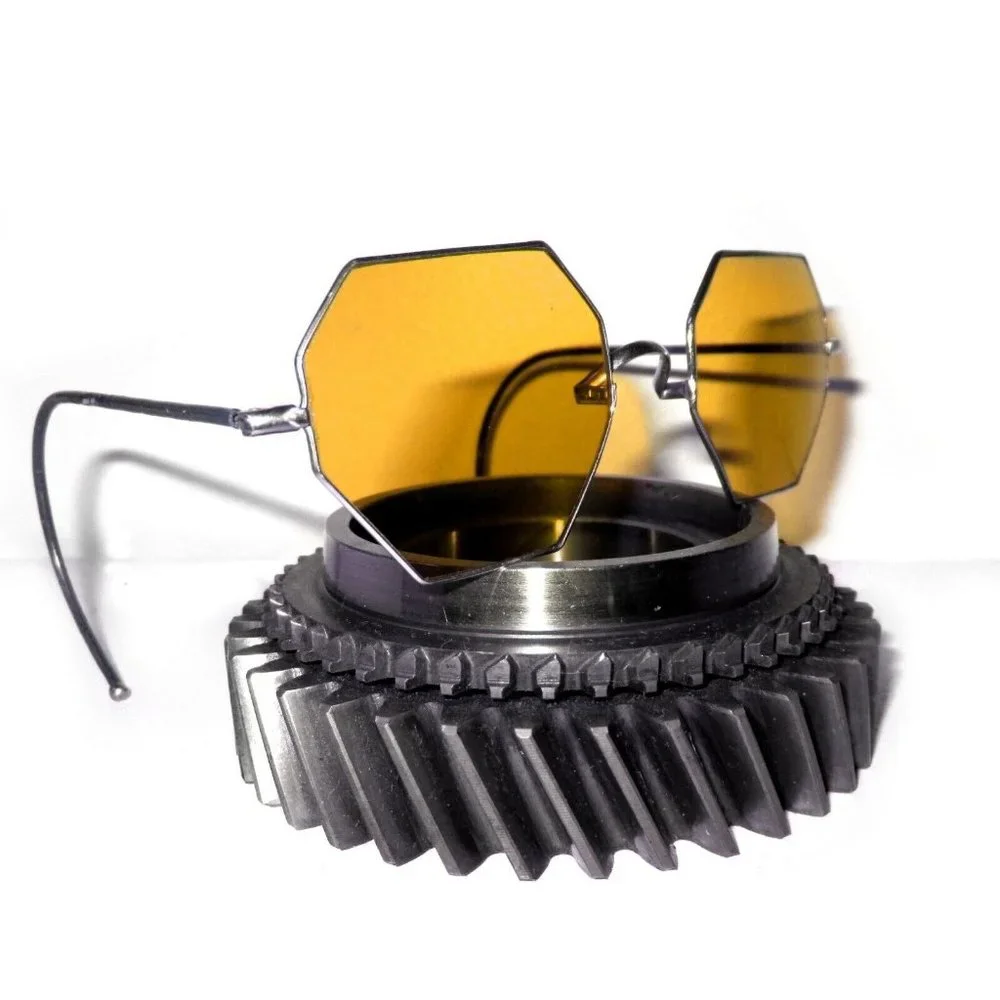Antique Willson Amber Octagon Sunglasses Vtg Steampunk Glasses Spectacles W